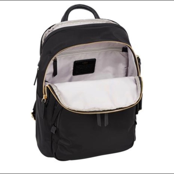 NWT TUMI Voyageur Dori Black Nylon Gold Backpack - Picture 2 of 8